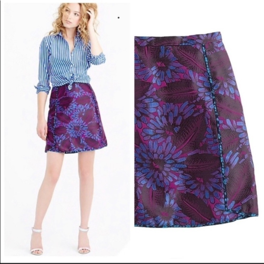 J.Crew floral jacquard brocade mini skirt career office stylish Sz 2